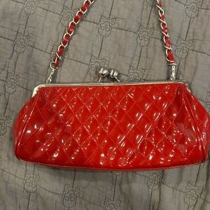 Kenneth Cole Red Patent Leather Quilted Clutch